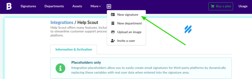 Nova assinatura HTML Help Scout