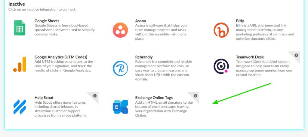 Integration Exchange Online Tags.