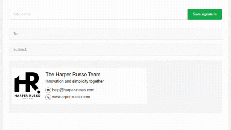 Ativando o editor de assinatura de e-mail.