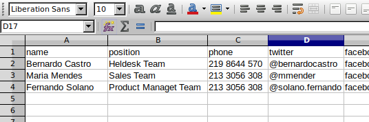 CSV file exemple