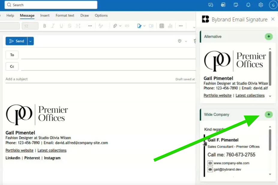 Painel lateral do componente da Bybrand.